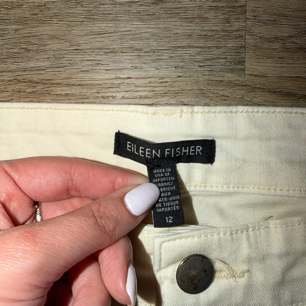 Eileen Fisher‎ Organic Cotton Jeans Womens 12 Undyed Straight Leg Denim